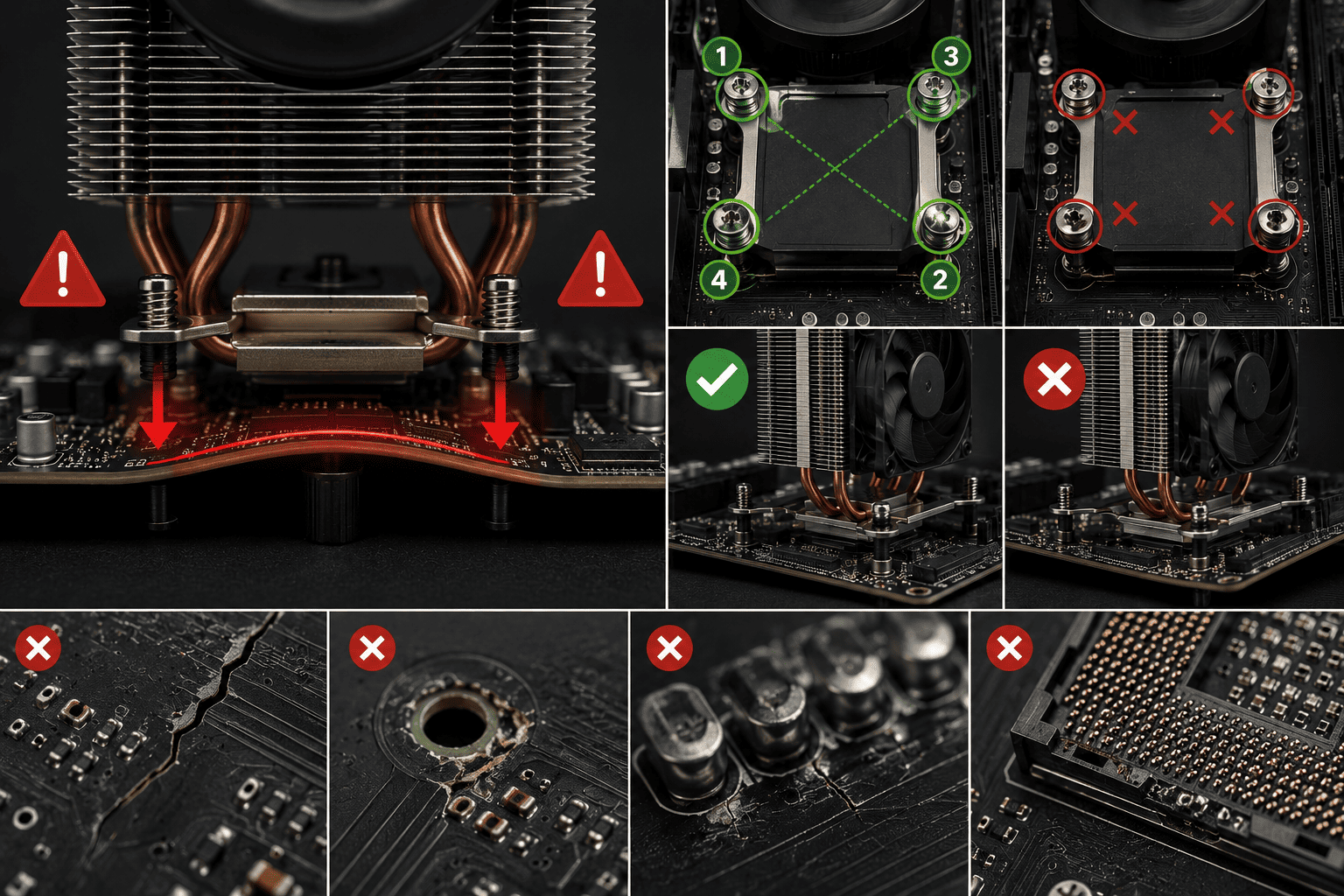 The Dangers of Over-Tightening CPU Cooler Screws – PCB Flex and Cracks