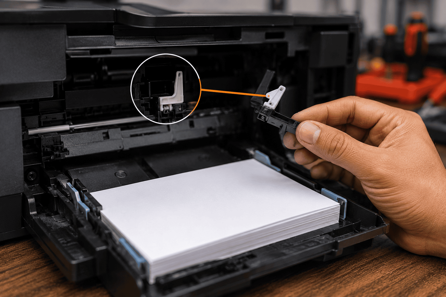 Printer Says “Paper Out” But Tray Is Full? Sensor Arm and Flag Realignment 