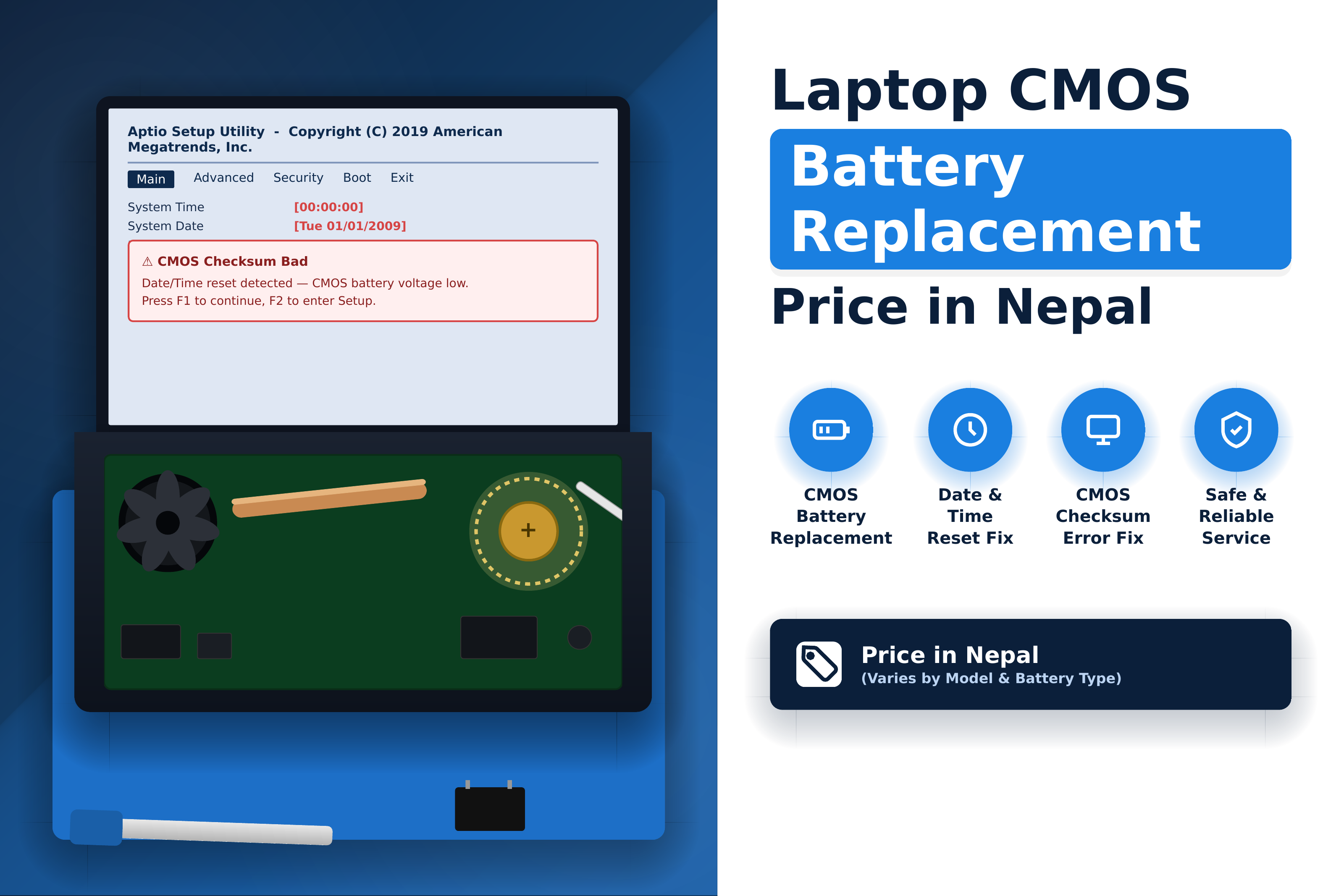 Laptop CMOS Battery Replacement Price in Nepal – RTC Battery & BIOS Battery Repair